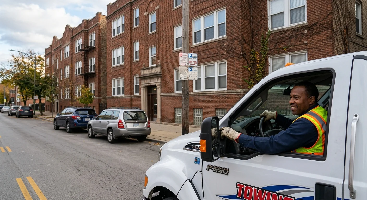 Driver finding an empty parking space outside a Cicero apartment building